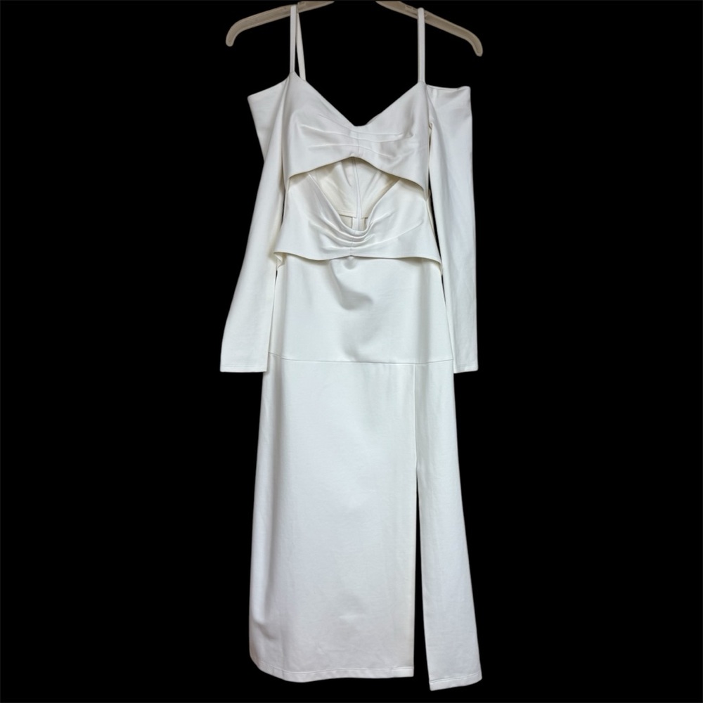 Alexis ‘Elisabet’ Elegant Cut-Out Side Slit Midi Dress in Off White Size Small - Picture 14 of 15